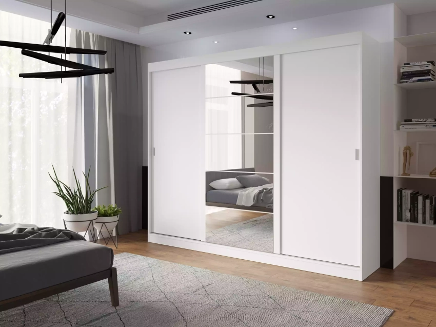 Szafa przesuwna Mila lustro BIAŁY