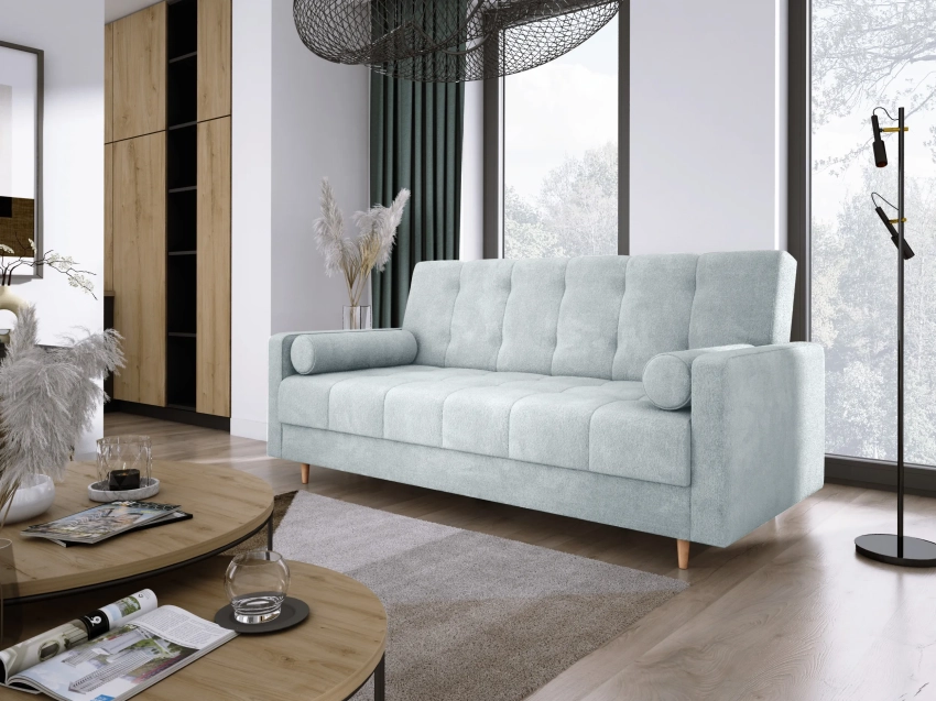 Błękitna wersalka FRIGA w tkaninie Freya 30