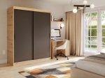 Szafa przesuwna SOLANO 10 cm w kolorze dąb artisan z czarnymi frontami