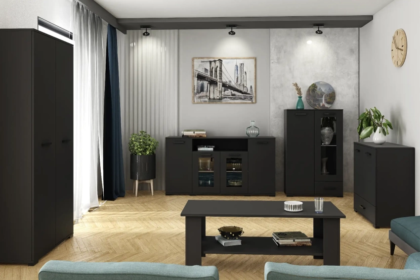 Czarny system mebli FELIA