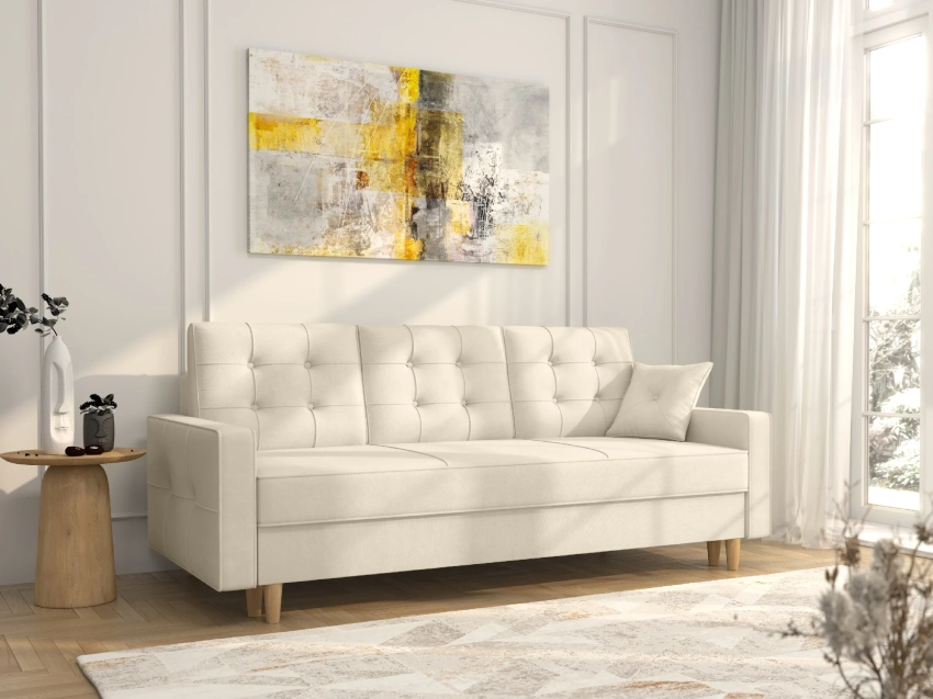 Kremowa kanapa Broadway w tkaninie Uttario Velvet 2978