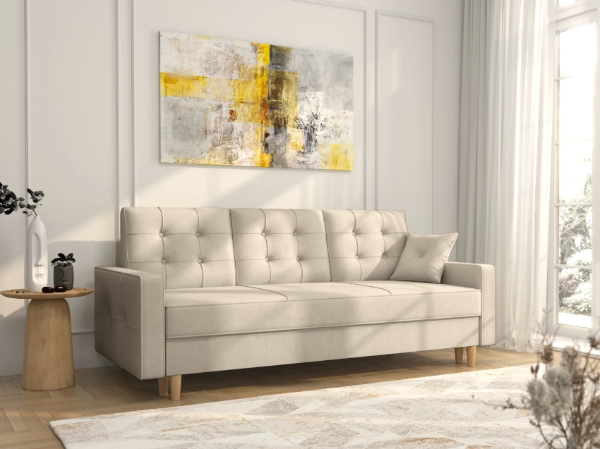 Beżowa kanapa Broadway w tkaninie Uttario Velvet 2974