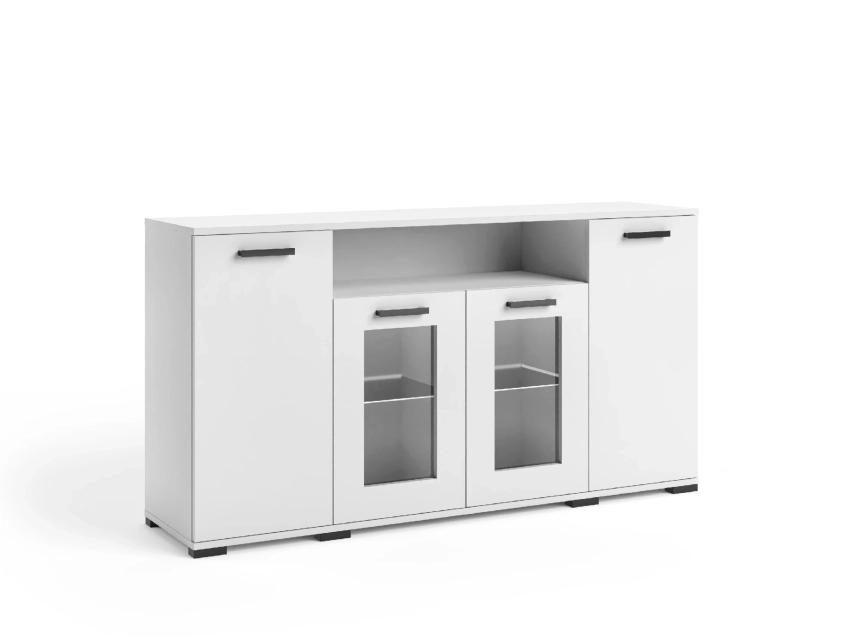 Biała przeszklona komoda FELIA F3 160 cm