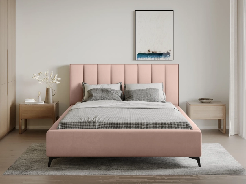 Różowe łóżko VARESO 120x200 w tkaninie Uttario Velvet 2956