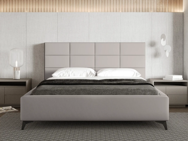 Szare łóżko CELANO w tkaninie Bluvel 03