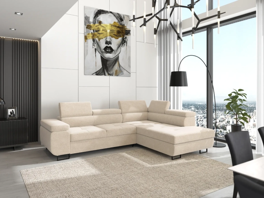 Piaskowy narożnik Anton Premium L w tkaninie Anthology 3