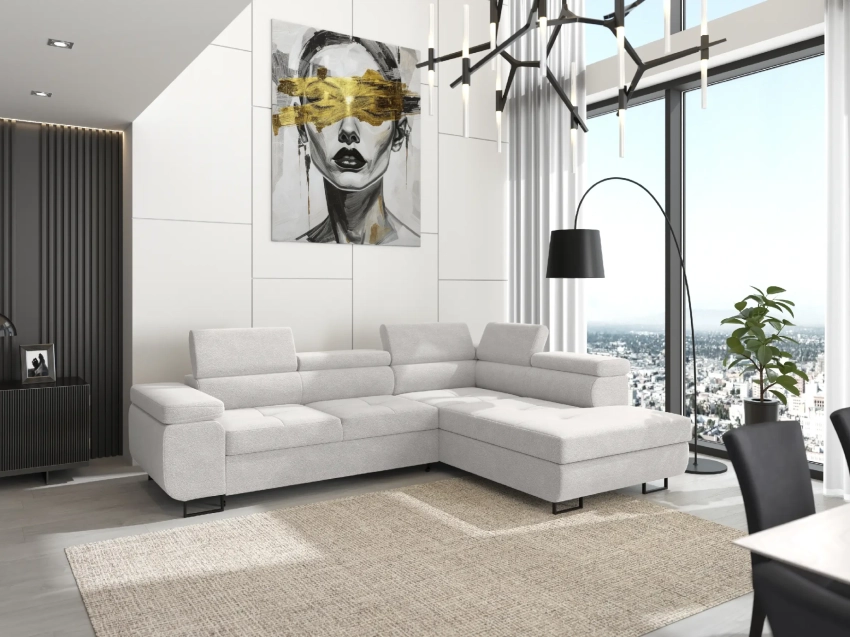 Srebrny narożnik Anton Premium L w tkaninie Anthology 15