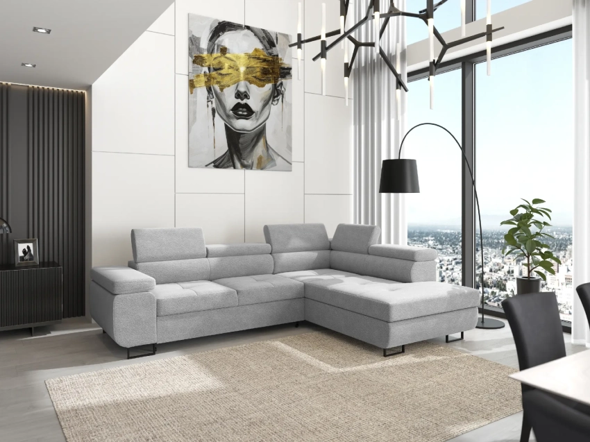 Szary narożnik Anton Premium L w tkaninie Anthology 17