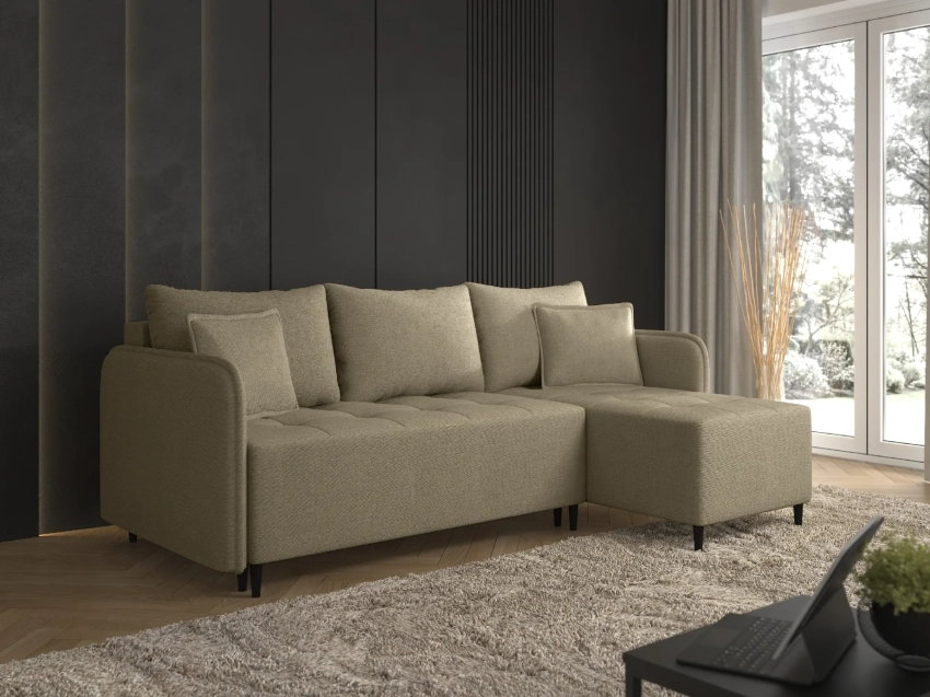 Szarobeżowy narożnik Trevio w tkaninie Skaga 7