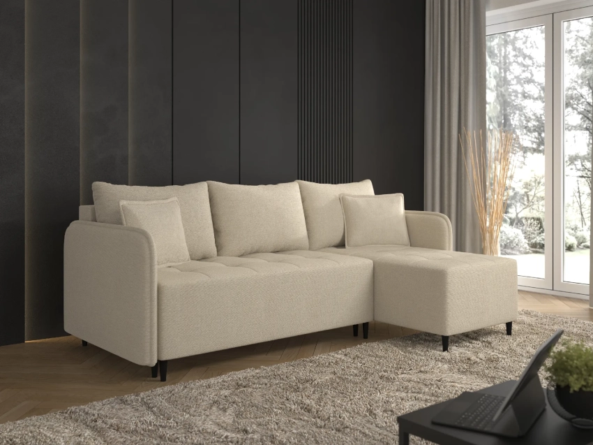 Beżowy narożnik Trevio w tkaninie Skaga 6