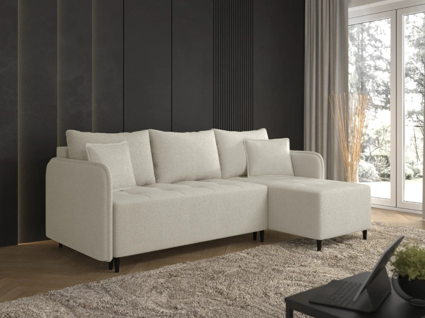 Kremowy narożnik Trevio w tkaninie Skaga 5