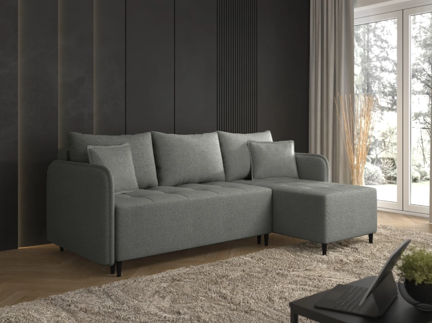 Popielaty narożnik Trevio w tkaninie Skaga 2