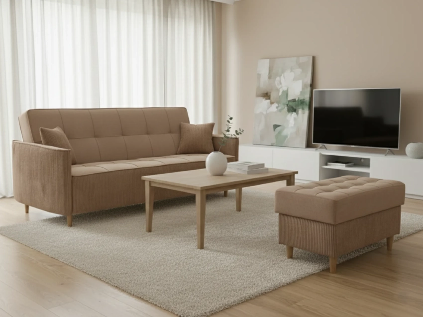 Pufa Santi w kolorze beżowym