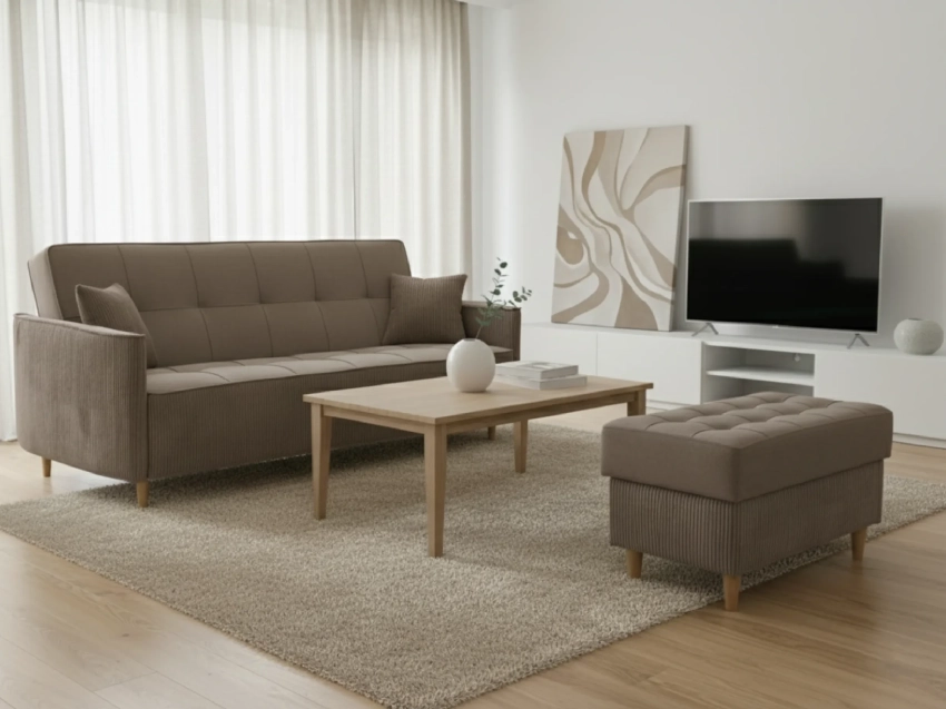 Pufa Santi w kolorze ciemnobeżowym