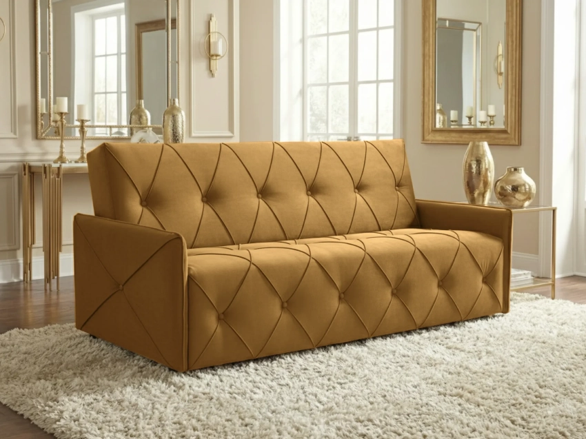 Żółta wersalka Dalia w tkaninie Monolith 48