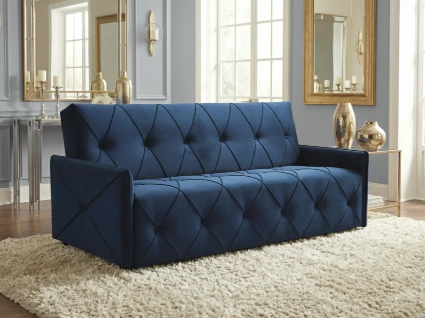 Niebieska wersalka Dalia w tkaninie Monolith 77