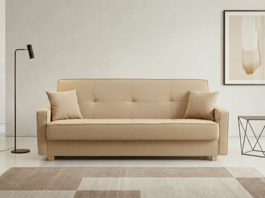 Beżowa wersalka Wenecja w tkaninie LUX 25