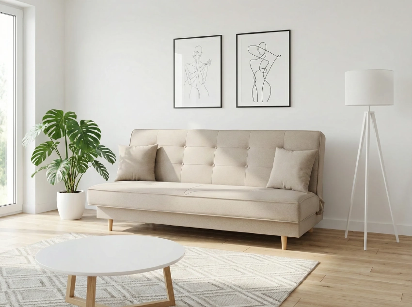 Kremowa wersalka Douglas w tkaninie LUX 25