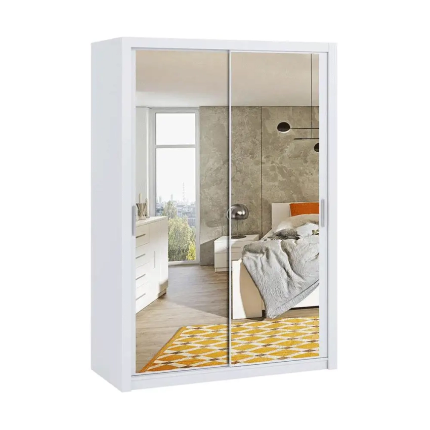 Szafa przesuwna z lustrem BOREA BO9 150 cm - biała