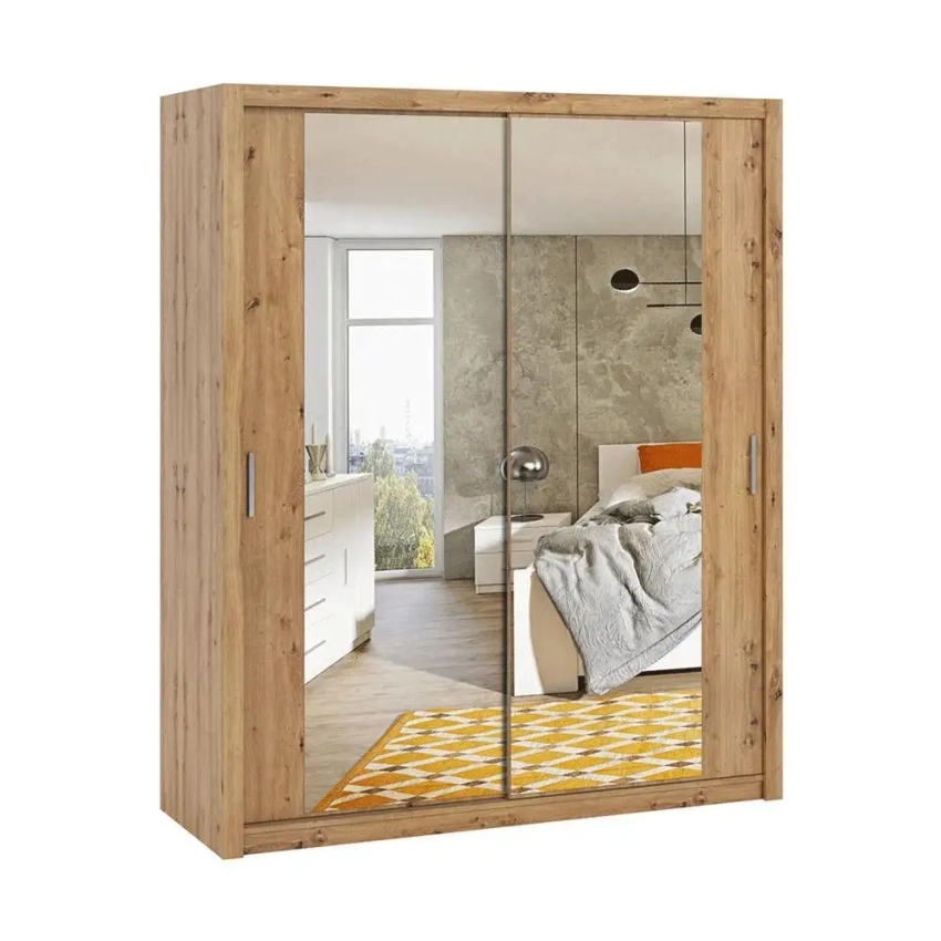 Szafa przesuwna z lustrem BOREA BO11 180 cm - dąb artisan