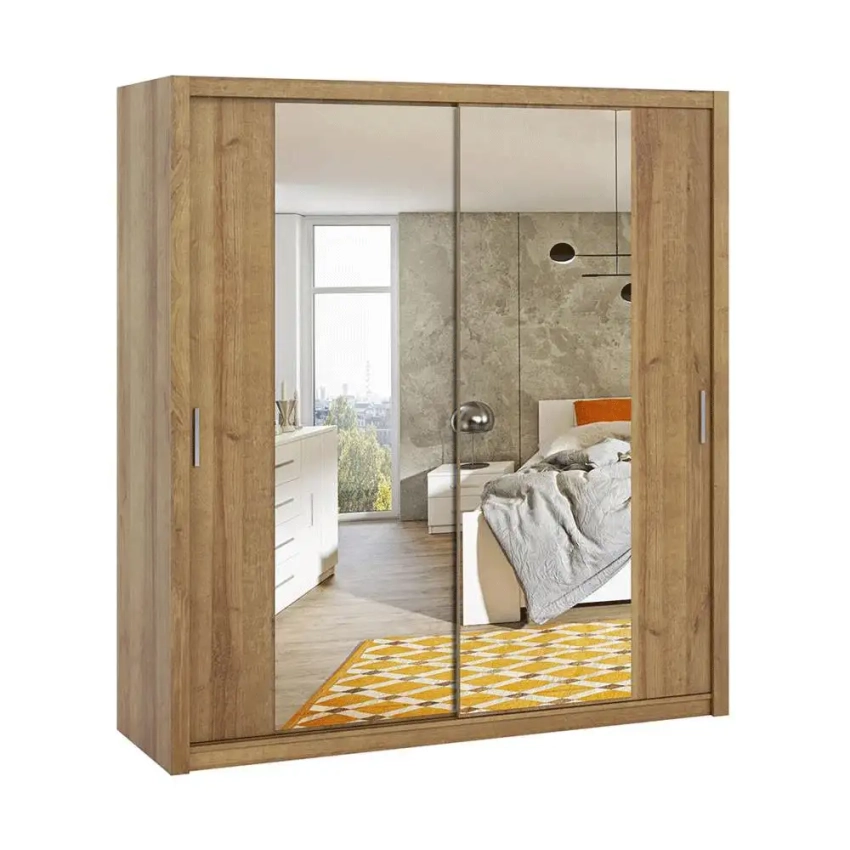 Szafa przesuwna z lustrem BOREA BO13 200 cm - dąb złoty