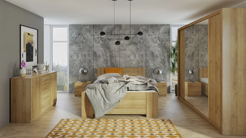 Sypialnia BOREA z szafą BOREA BO14 220 cm