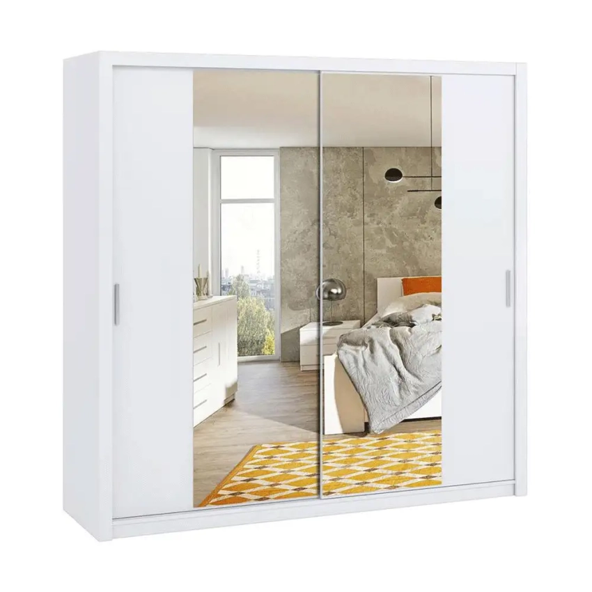 Szafa przesuwna z lustrem BOREA BO15 220 cm - biała