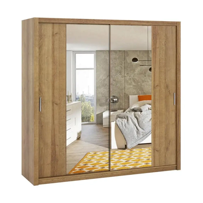 Szafa przesuwna z lustrem BOREA BO15 220 cm - dąb złoty