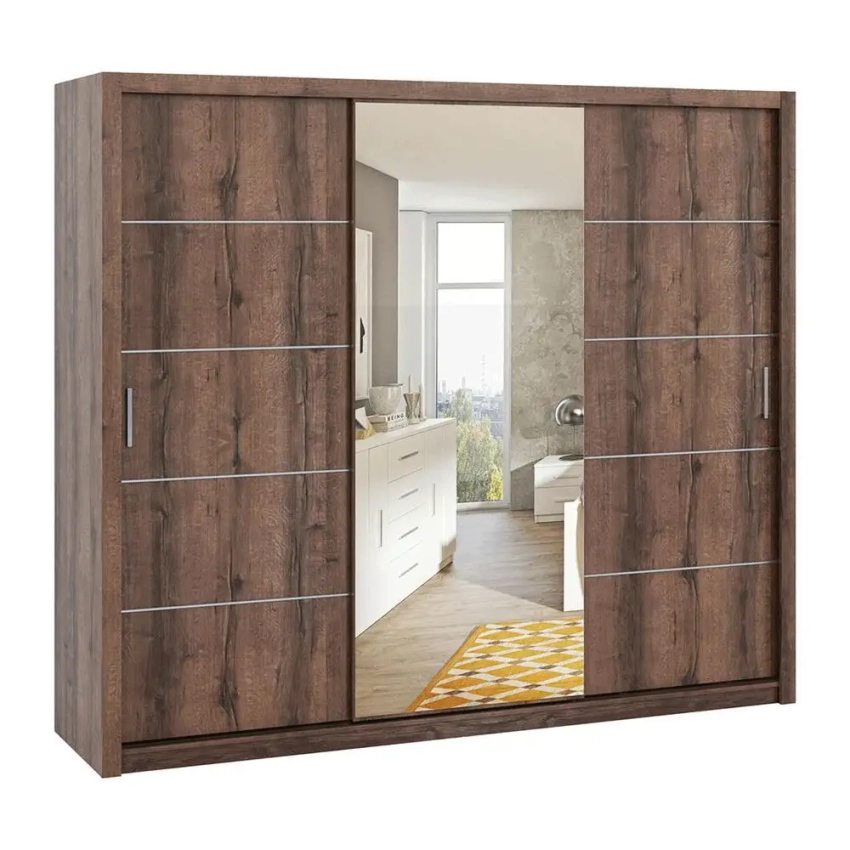 Szafa przesuwna z lustrem BOREA BO16 250 cm - dąb monastery