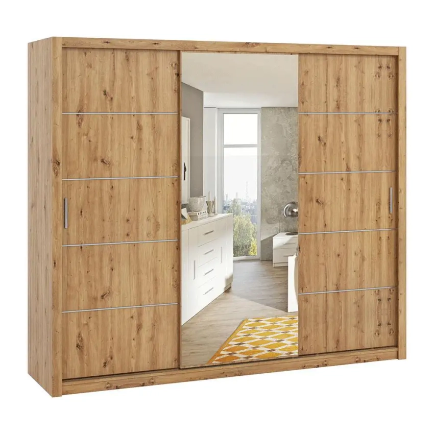 Szafa przesuwna z lustrem BOREA BO16 250 cm - dąb artisan
