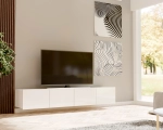 2x Biała wisząca szafka RTV CALERO CA4 2D 100 cm w aranżacji