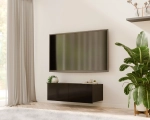 Czarna wisząca szafka RTV CALERO CA4 2D 100 cm w aranżacji