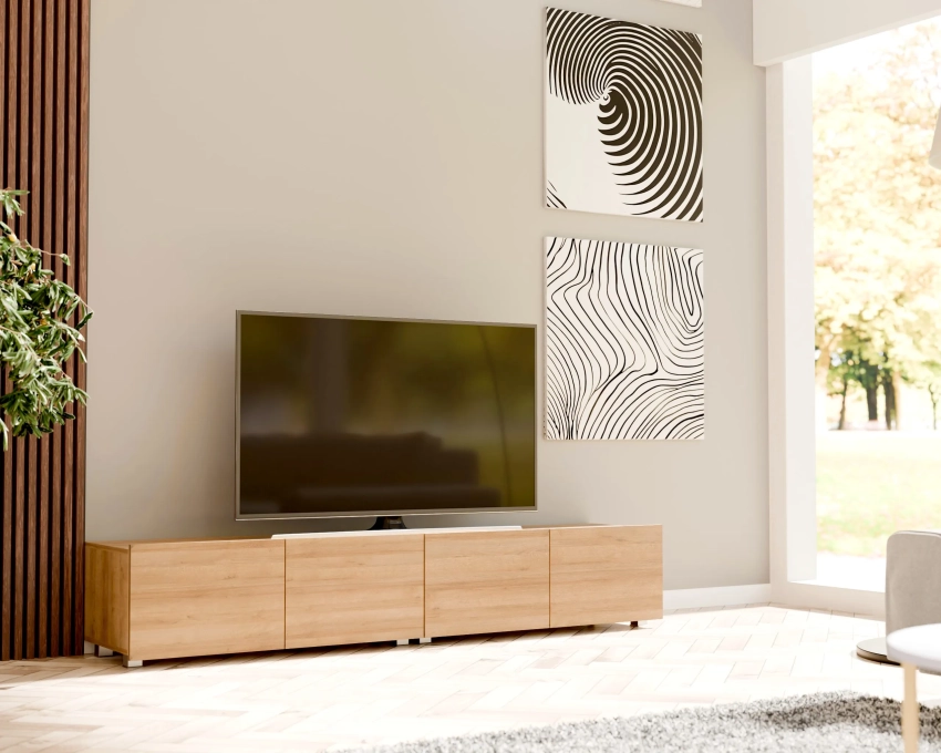 2x stojąca szafka RTV CALERO CA4 2D 100 cm - dąb złoty