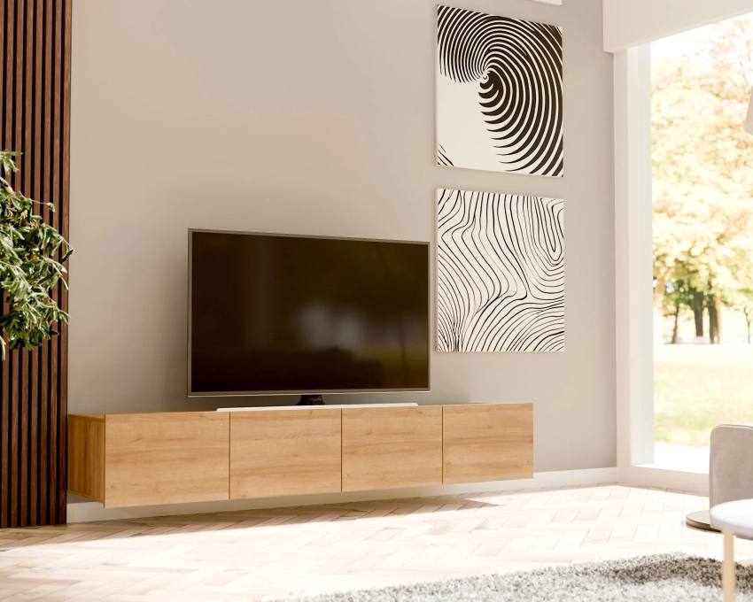 2x wisząca szafka RTV CALERO CA4 2D 100 cm - dąb złoty