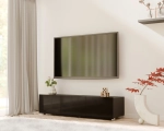 Stojąca szafka RTV CALERO CA5 3D 150 cm - czarny / czarny połysk