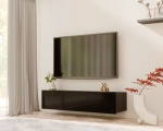Wisząca szafka RTV CALERO CA5 3D 150 cm - czarny / czarny połysk