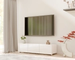 Stojąca szafka RTV CALERO CA5 3D 150 cm - biały / biały połysk