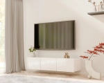 Wisząca szafka RTV CALERO CA5 3D 150 cm - biały / biały połysk