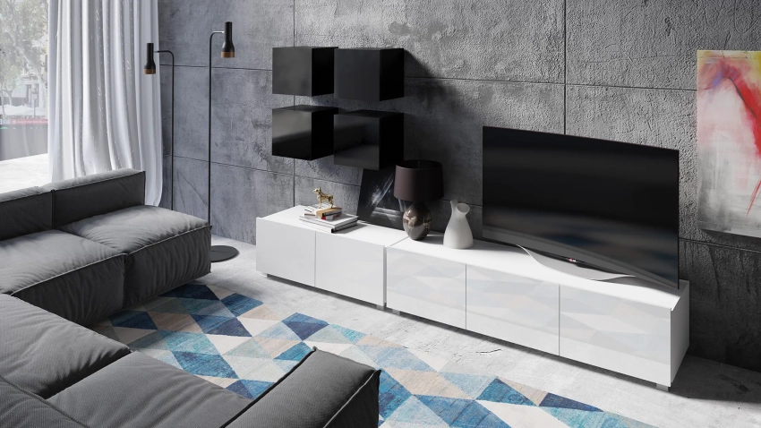 Meblościanka Calero C16 - czarny / biały