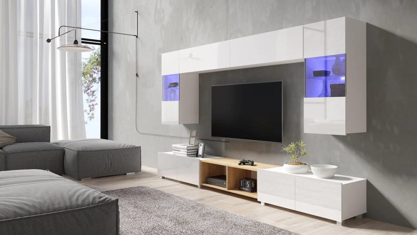 Biała meblościanka Calero C19 - RTV stojące