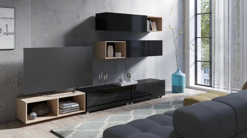 Czarna meblościanka Calero C20 - wersja stojąca