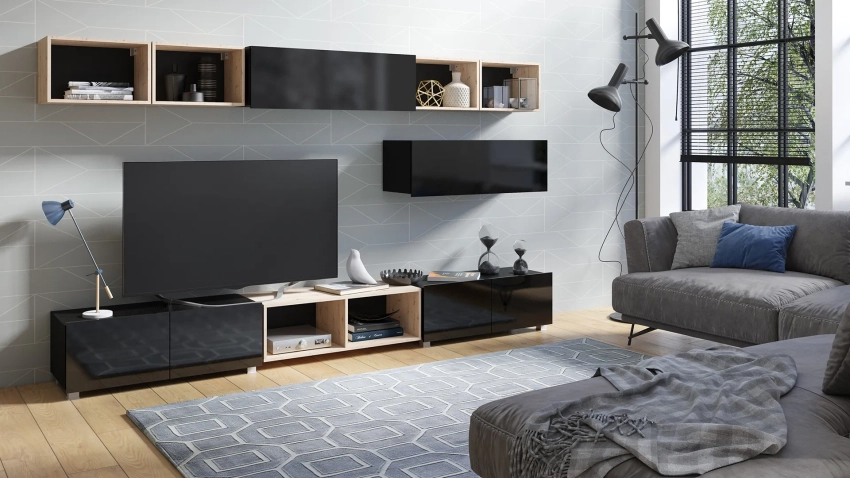 Czarna meblościanka Calero C21 - wersja stojąca