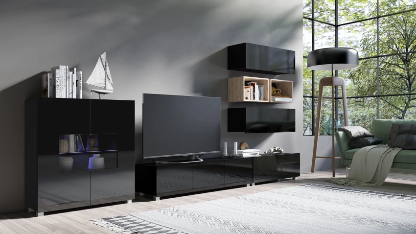 Czarna meblościanka Calero C23 - wersja stojąca