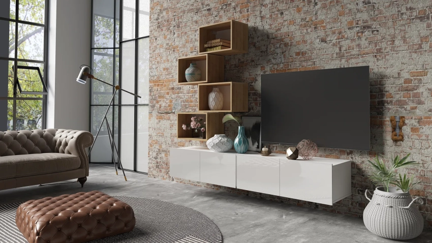 Biała meblościanka Calero C25 - wersja wisząca