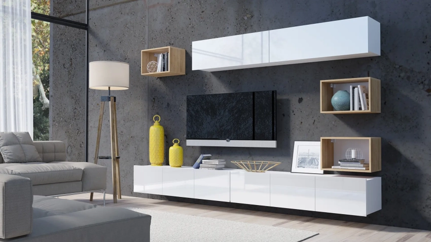 Biała meblościanka Calero C26 - wersja wisząca