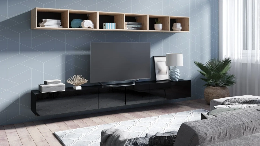 Czarna meblościanka Calero C28 - wersja wisząca