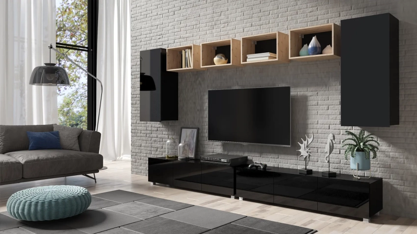 Czarna meblościanka Calero C30 - wersja stojąca