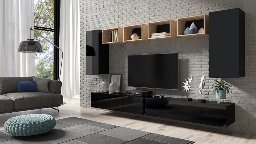 Czarna meblościanka Calero C30 - wersja wisząca