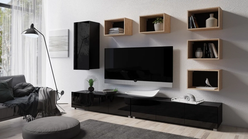 Czarna meblościanka Calero C32 - wersja stojąca