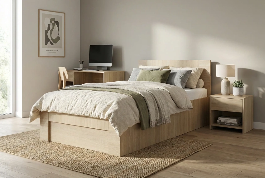 Łóżko Norto 90x200 w aranżacji — dąb sonoma